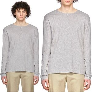 A.P.C. Henley Shirt Long Sleeve Pullover Cotton Jersey Knit Heather Grey APC M